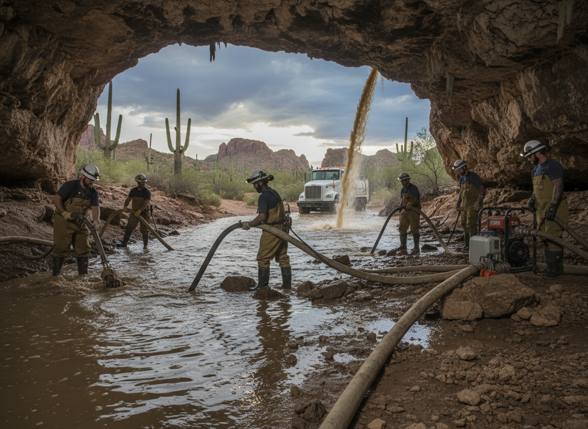 Water Extraction After Monsoon Flooding In Cave Creek